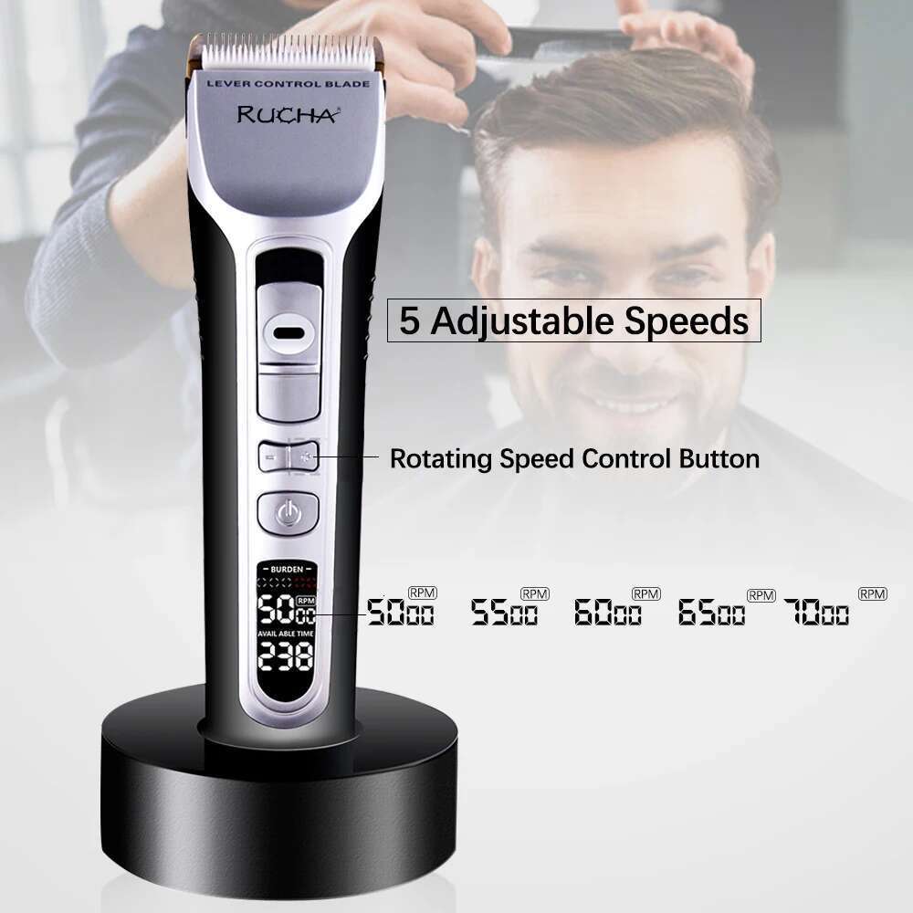 Trimmer Rechargeable Electric Clipper Ceramic Blade LCD Display Salon Men Hair Cutting Hine