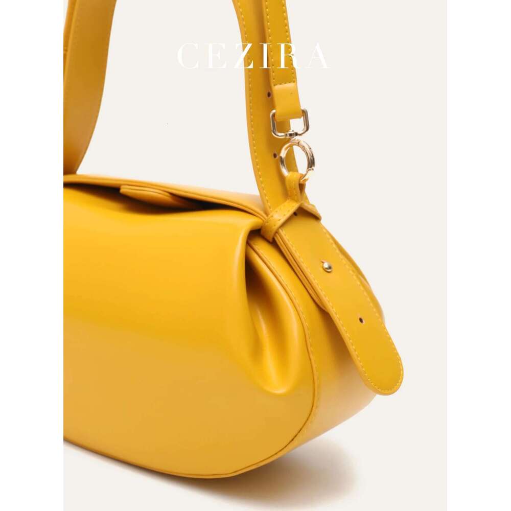 CEZIRA Women Fashion Designer PU Vegan Leather Handbags Niche Brand Rugby Shape Top-Handle Bags Crossbody Shoulder Purses Daily