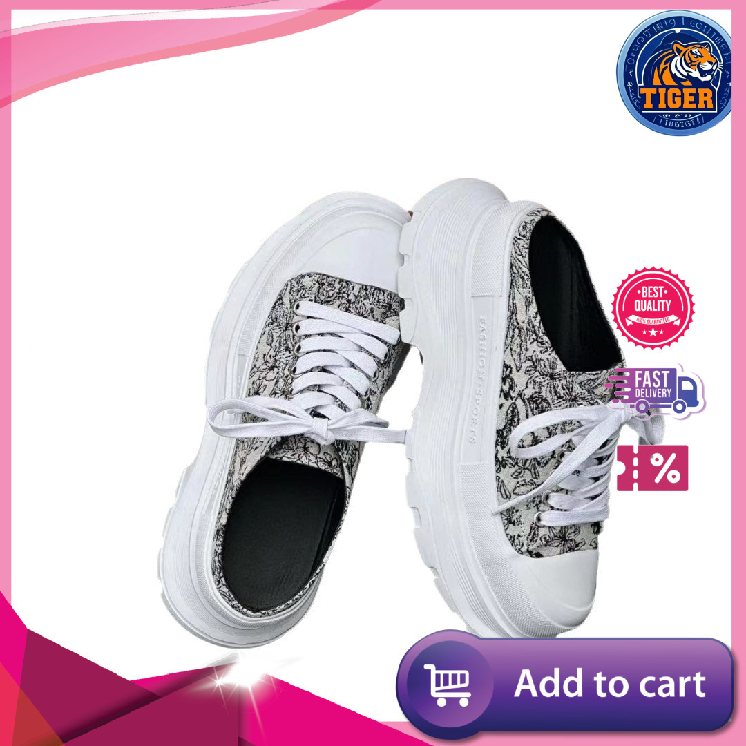 Ddmytiger Chinese Style Canvas S With Sponge Cake Soles Women New Print For Summer Casual Lace Up Increased Height Lightweight And Breathable Single O
