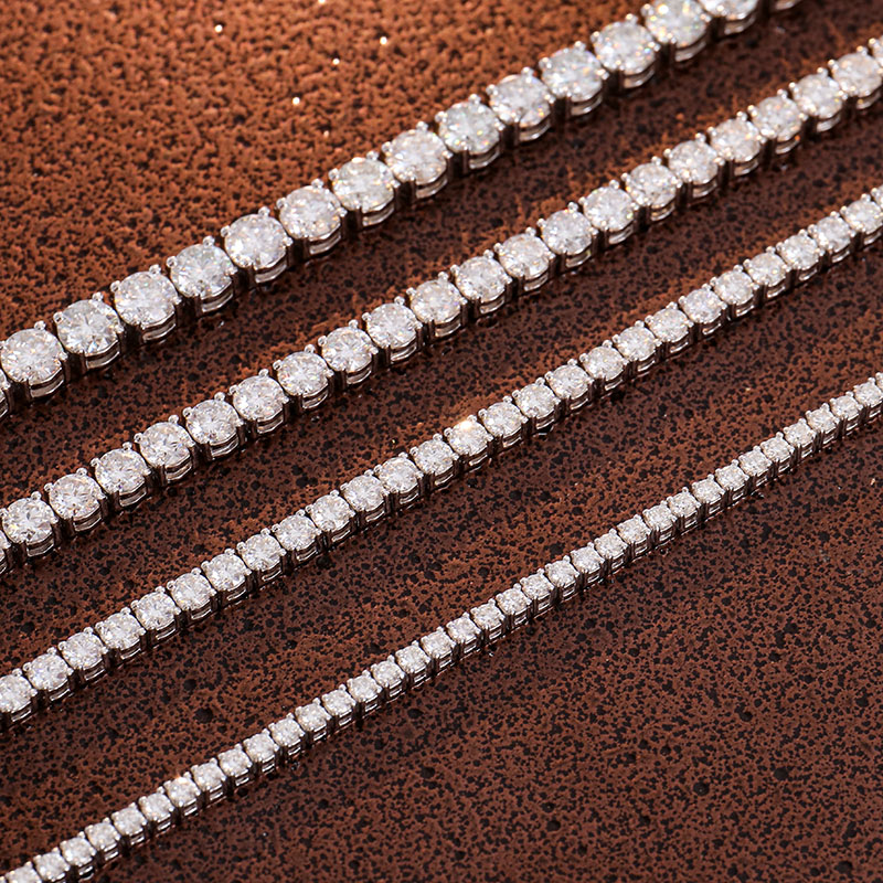 Fine Jewelry bracelets DEF Vvs Moissanite Diamond Hiphop Tennis Chain Link GRA Certificate 100%925 Sterling Silver 2mm tennis chain Bracelet