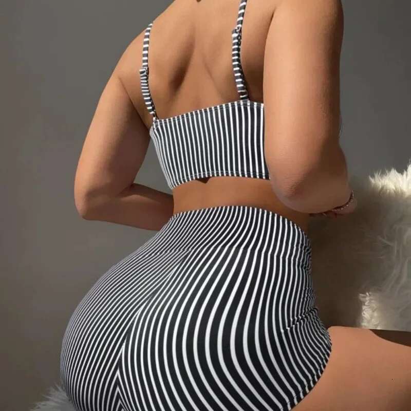 Sexy Striped Two-Piece Women's Bikini Swimsuit Cross-Border New Arrivals from Mainland China Fashionable And Attractive Swimwear