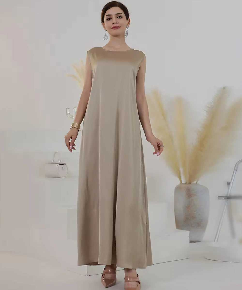 Women Slip Dress Inner Basic Slveless Maix Dress Satin Summer Causal Long Abaya Islamic Clothing X250514