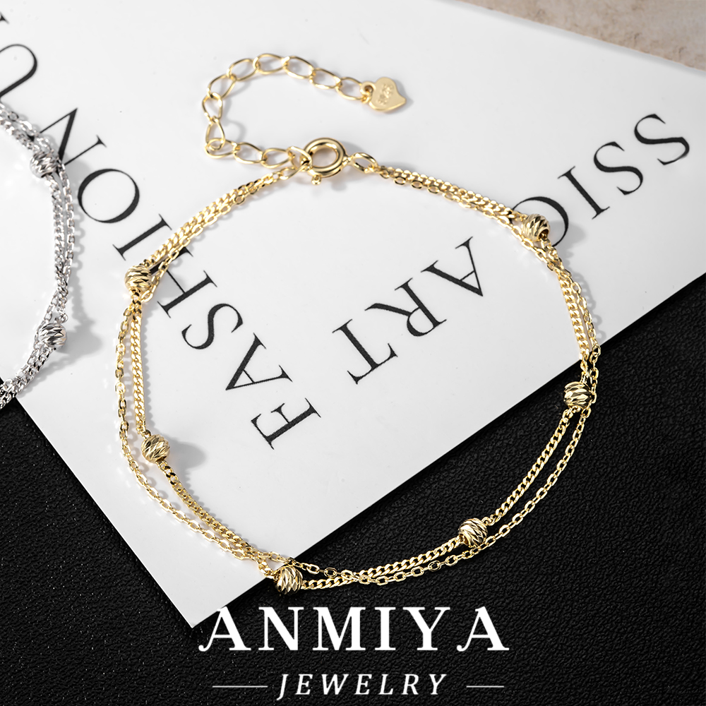 Classic S925 Silver Jewelry Bead Bracelet,Thin Double-Layered Cubic Chain Bracelet,Stackable Bracelet Jewelry