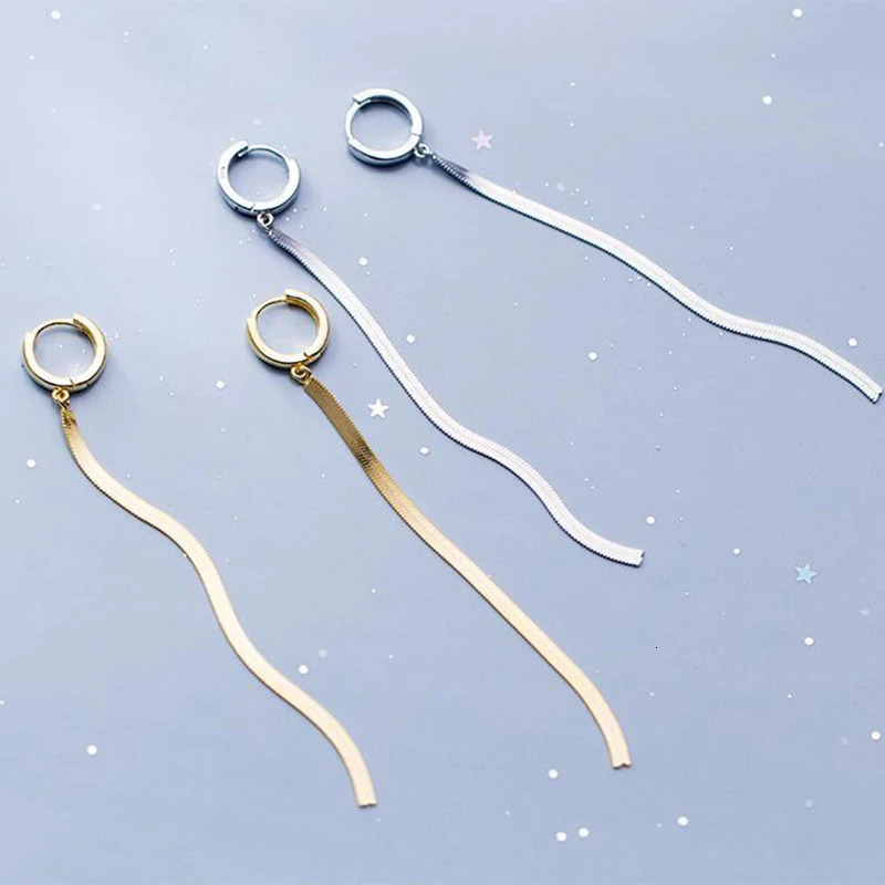Fashion Stainless Steel Gold Color Long Tassel Earrings for Women Simple Geometric Unique Korean Earrings Wedding Jewelry Gifts 250513