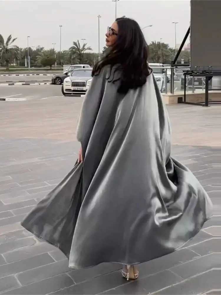 Ramadan Dubai Satin Modest Open Butterfly Batwing Kimono Abaya Cardigan Islam Muslim Dress For Women Ka Robe Musulmane X250514