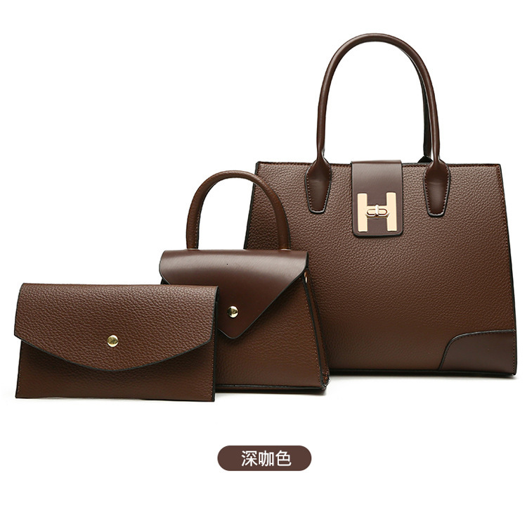Designer Pack New Large Capacity Women S Multi Piece Set Handheld Single Shoulder Diagonal Cross Lychee Pattern Mother And Child Bag Free Shipping