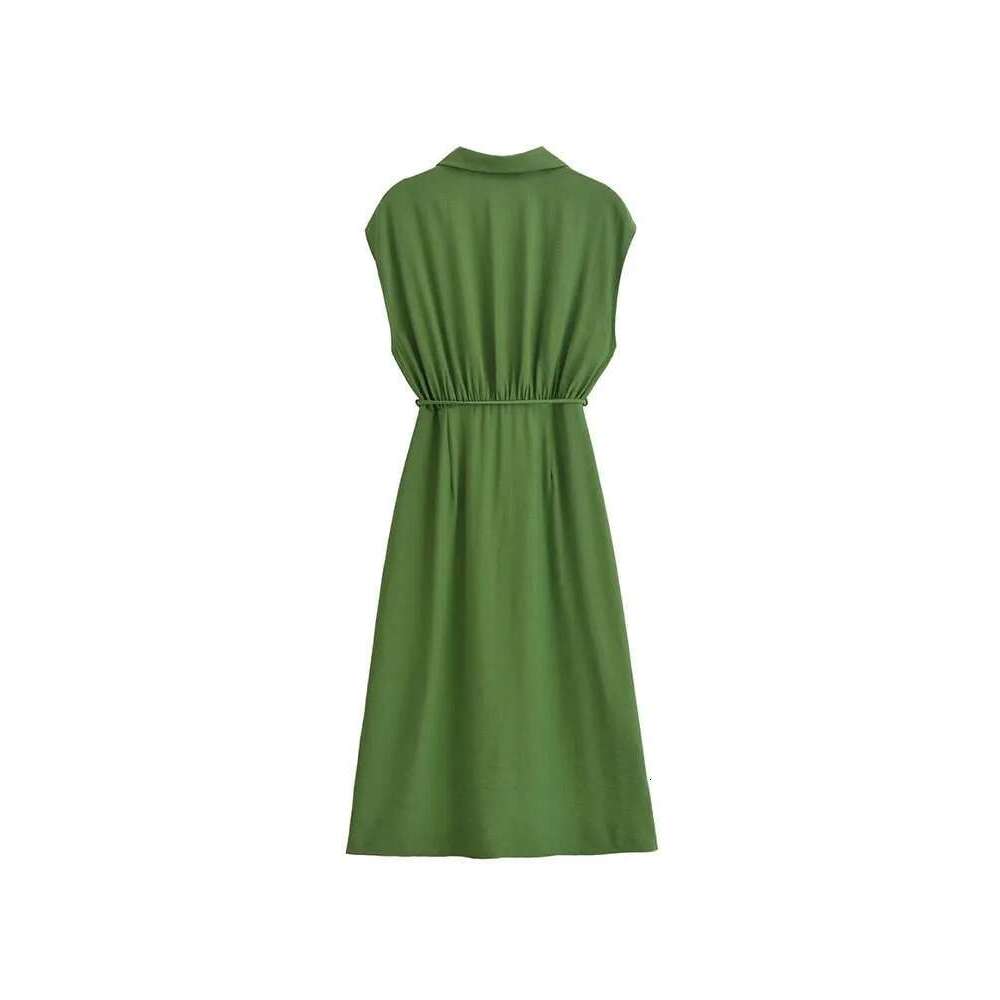 Women Summer MIDI Shirts Dress 2025 Fashion Solid Sashes Bow V-Neck Female Elegant Street Short Sleeve Dresses Clothing