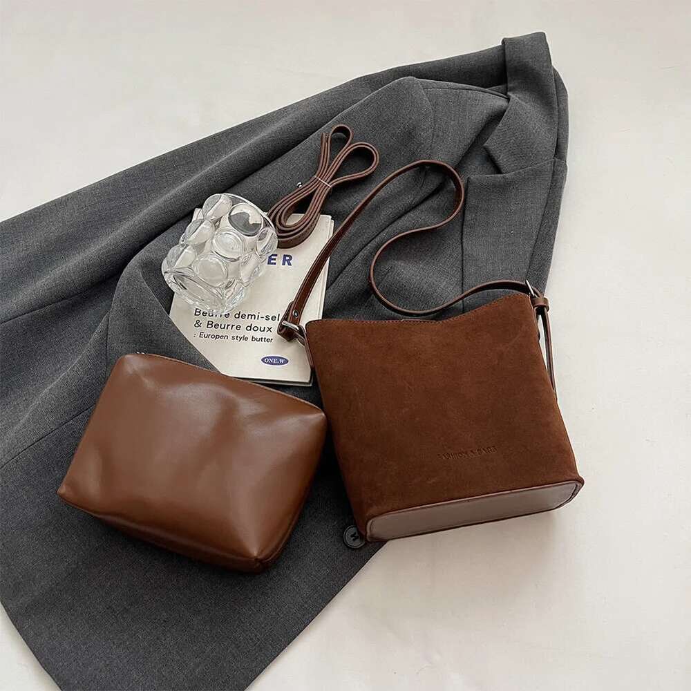 Trendy Women Fashion Lady Casual Leather Shoulder Bag Soft Underarm Pack Female Suede Tote Bucket Handbag For Girls