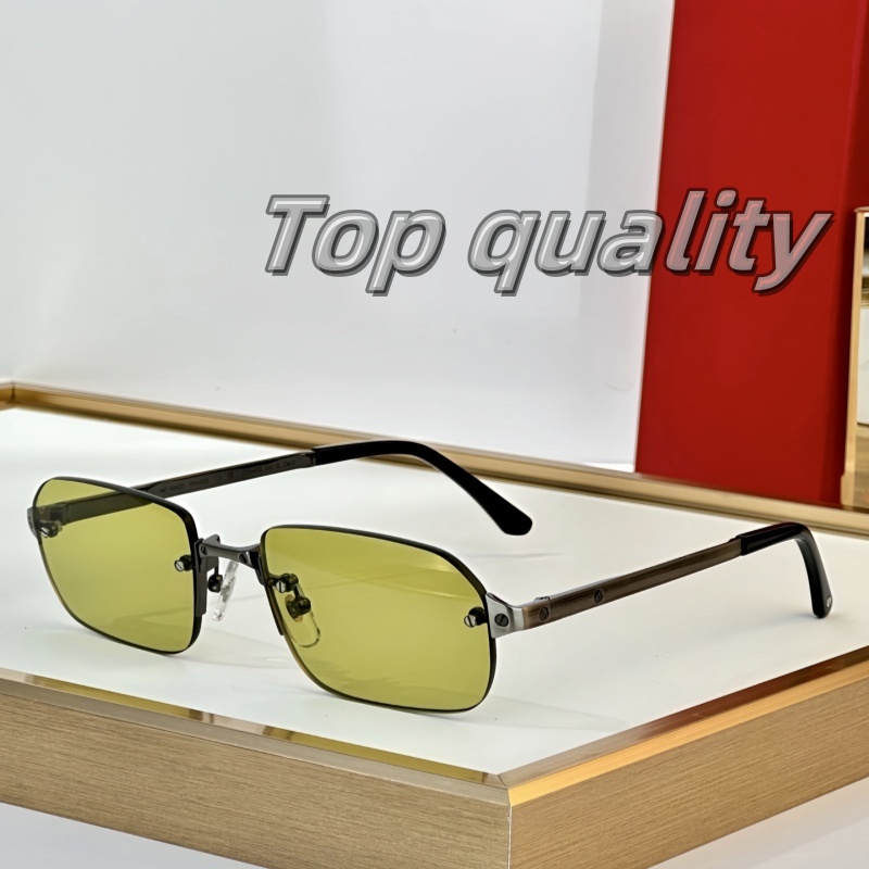 SANTOS DE CART~ CT0460S Top Quality Designer Sunglasses for Men Women UV400 Rimless Shades 24K Platinum Golden Plating Retro Photochromism Eyeglasses Size 55-22-146