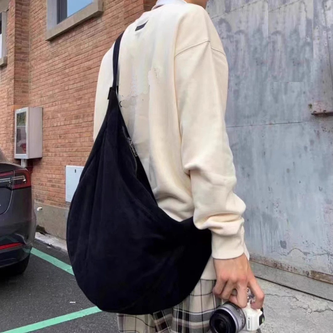 Vintage canvas dumpling bag for women large slung single shoulder wide band couples dormitory lazy 250514