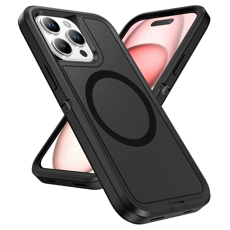 Heavy Duty Rugged Magnetic Charge Defender Case Cover For iPhone 16 15 14 Plus 13 Pro Max Dual Layer 3 in One Shockproof With Magsafe Capa