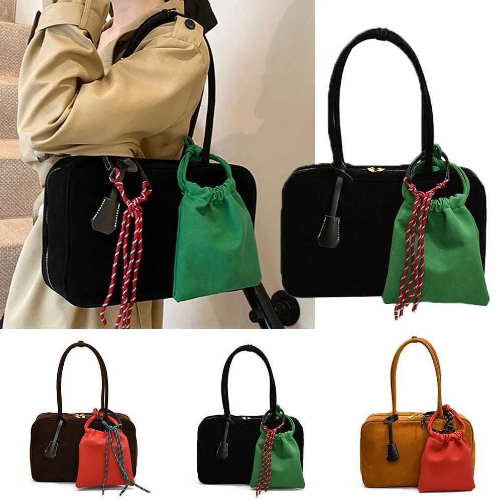 Hot Shoder Bags With Rope Pendant Tote Bag For Wen 2024 Autumn Winter New Wens Bags Korean Fi Handbags And Purses Z250514
