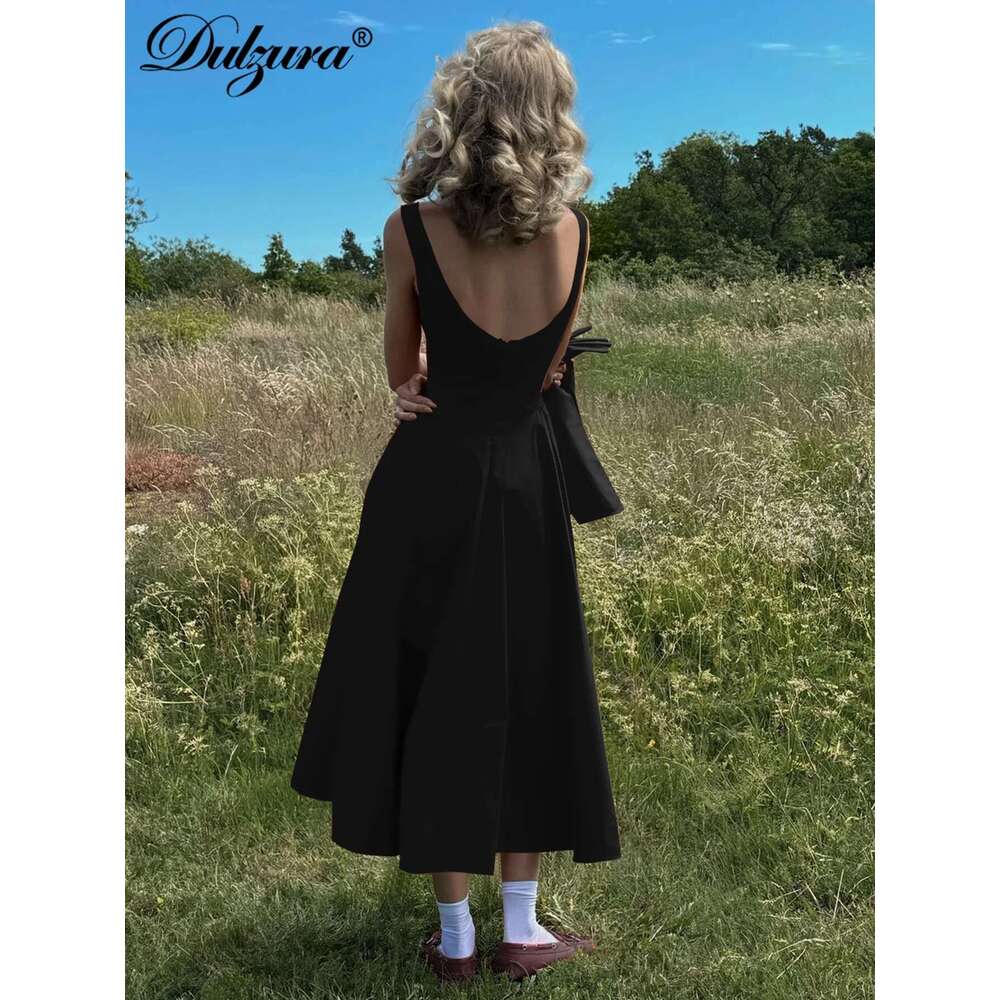 Dulzura O-Neck Sleeveless Zipper A-Line Midi Dress Solid Sexy Elegant Casual Outfit Party Club Streetwear Autumn Winter