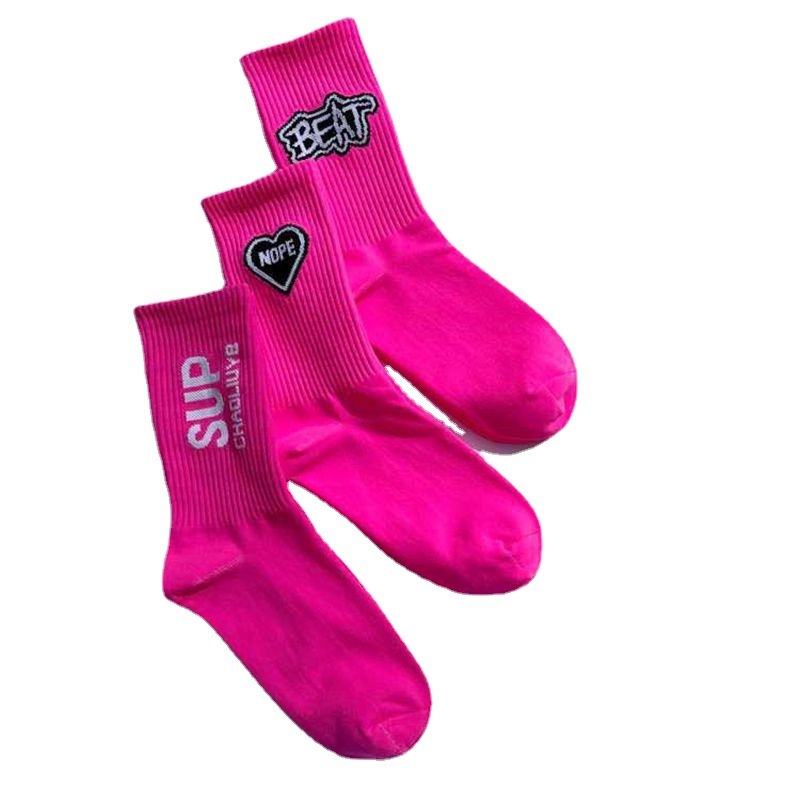 Designer Socks Dragon Fruit Colored Socks Bright Red Men s And Women s Styles Mid Tube Fashion Street Style Personalized Skateboarding Hip hop Style S