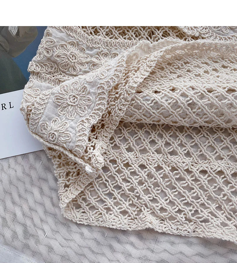 Tiered Ruffled Crochet Top Frilled Flutter Sleeve Semi Sheer Openknit Crop Tops Blouse Summer Women Teengirl Fairycore Outfit 250514