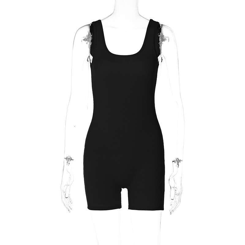 European American spring women's product fashionable solid color U-neck slim fit slimming backless jumpsuit wholesale 2025 new style chic and ele