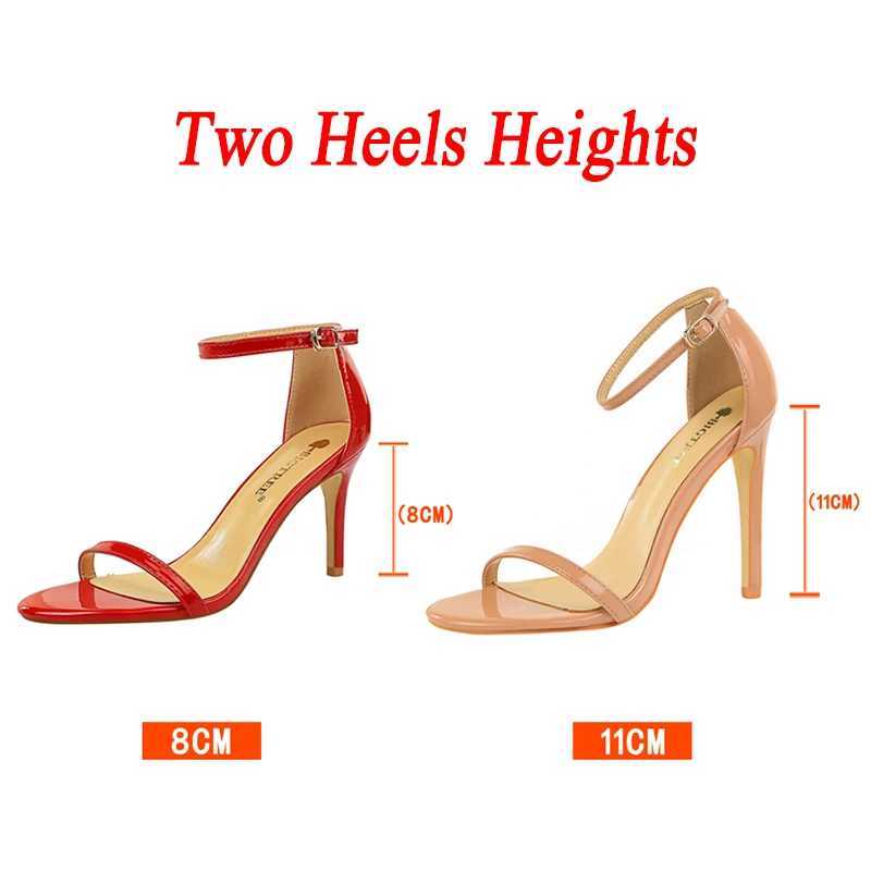 Women Summer 8cm 11cm High Heels Fetish Sandals Gladiator Platform Strap Glossy Leather Sandles Lady Nude Low Heels Party Shoes W250514