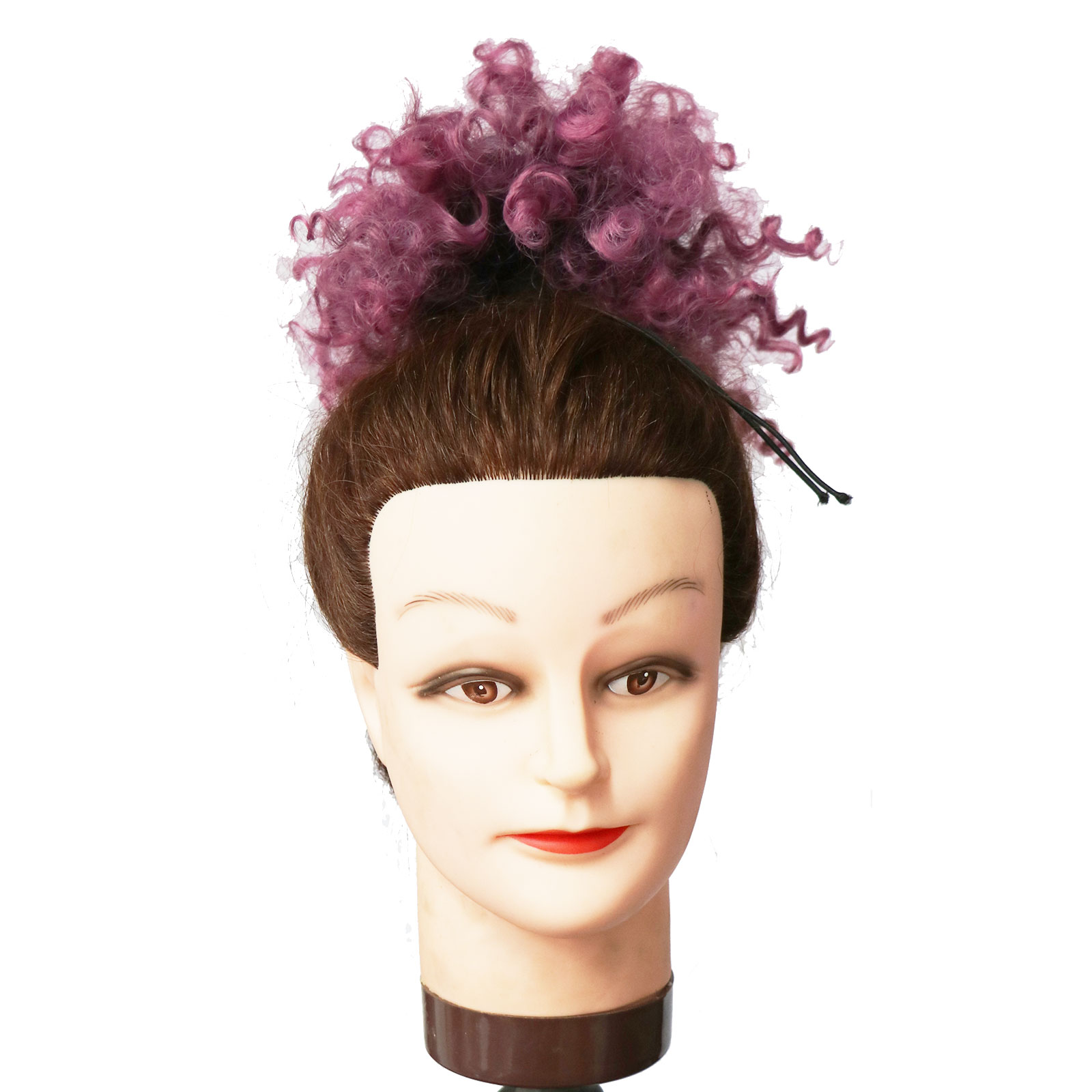Ombre Color Afro Puff Drawstring Ponytail Bun with Bangs-Heat Resistant Synthetic Kinky Curly Ponytail Updo Hair Extensions with Two Clips, Curly Wome