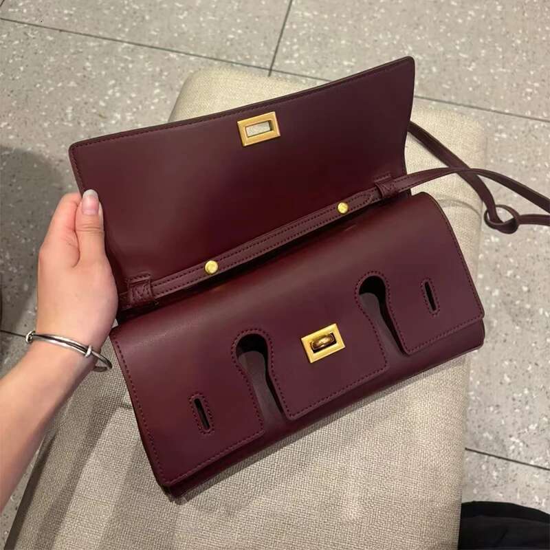 Brand Lock Design Clutch,Soft Cowhide Shoulder Messenger Bag,High-End Horizontal Hand-Held Motorcycle Bag,Women Underarm Bag