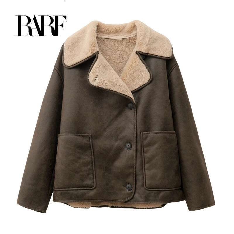 RARF new Fall/Winter women's collection double-sided lapel long-sleeved jacket with warm fur