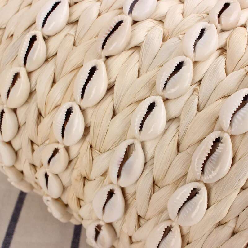 New Natural Shell Bucket Woven Japanese And Korean Hand Carrying Crossbody Dual-Use Straw Casual Women's Bag