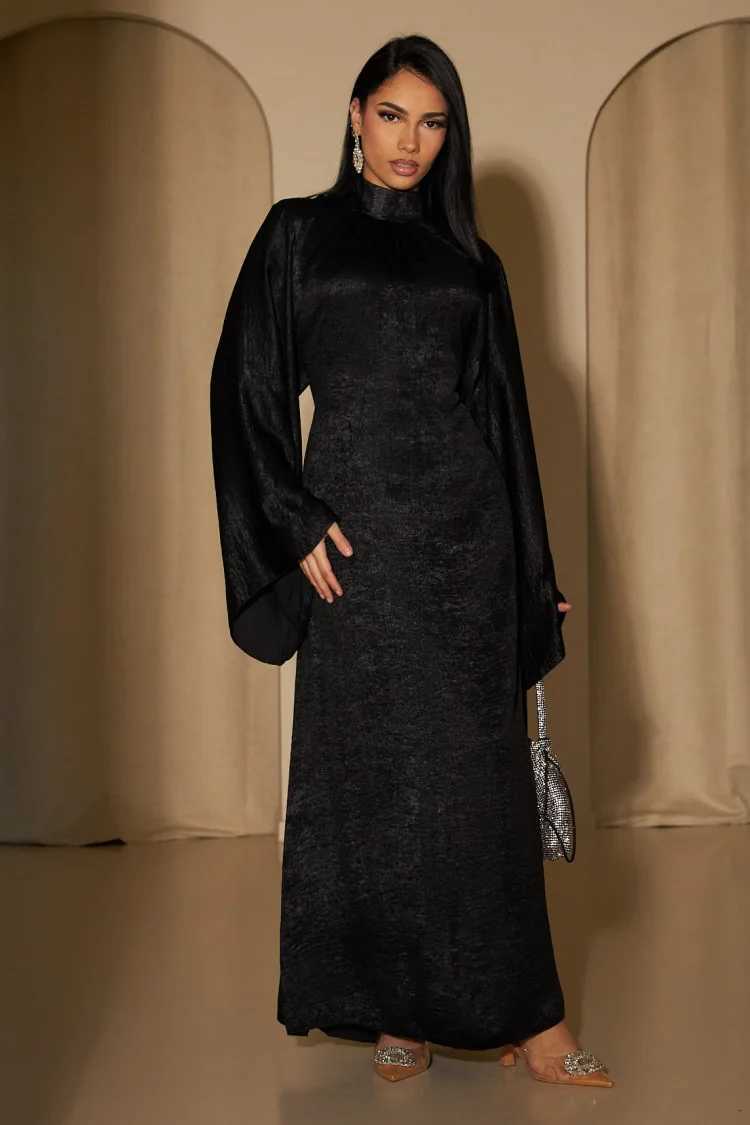 New Modest Muslim Loose Slve Belted Dress Robes Corban Eid Al Adha Shiny Party Evening Dresses Moroccan Turkey Dubai Vestidos X2505141