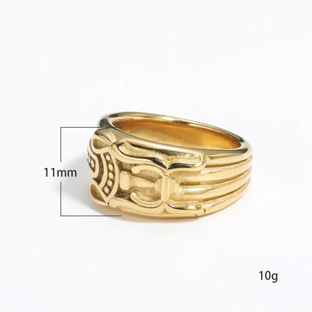 Mens Punk Fashion Jewelry 18K Gold Plated Stainless Steel Sword Ring Size 7-13 250509