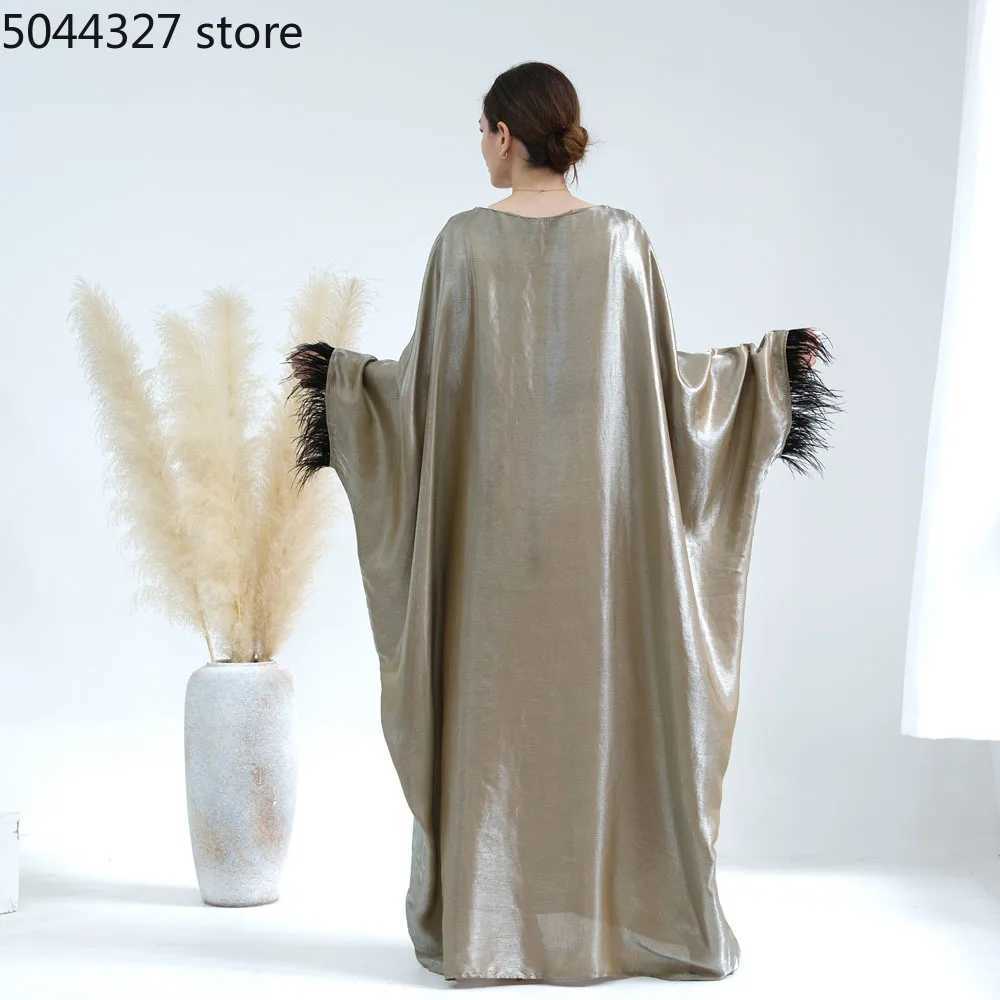 Closed Abaya Slves with Feather for Muslim Women Luxury Abayas Dress Islamic Clothing Saudi and Dubai X250514