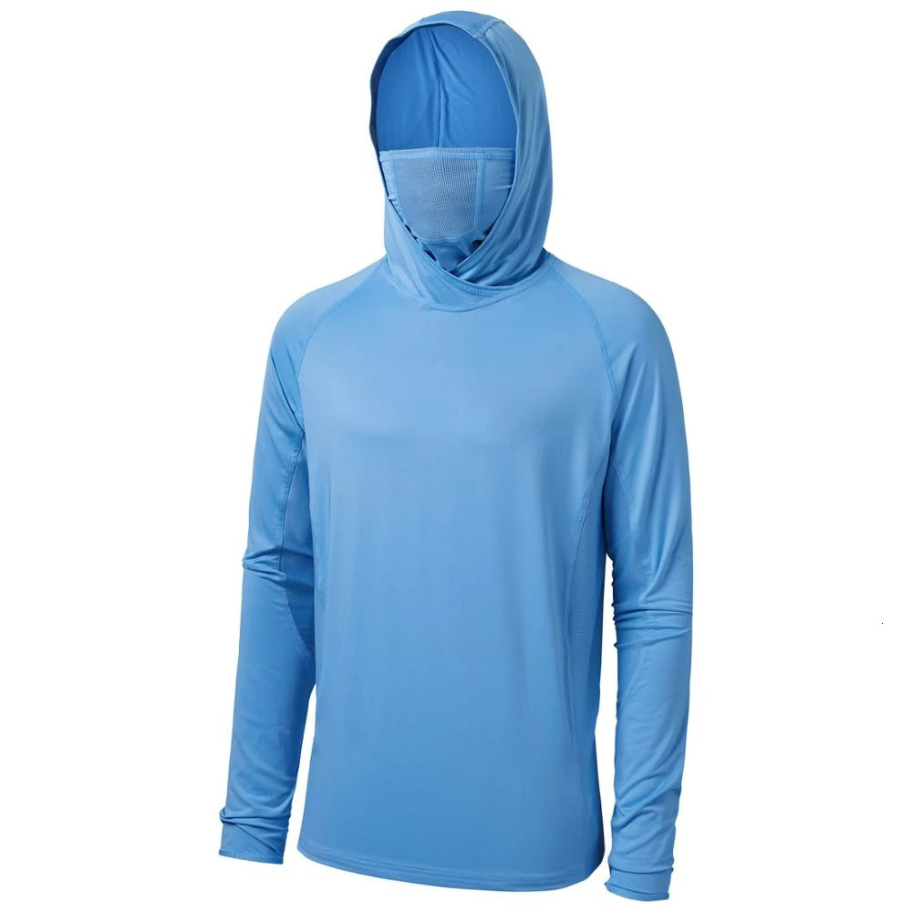 Bassdash UPF 50 Mens Long Sleeve Fishing Shirt with Mask UV Neck Hoodie 250514