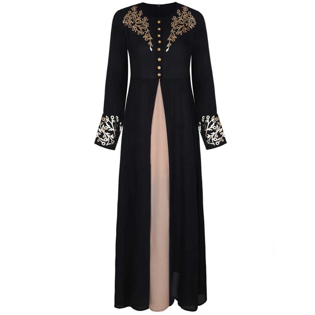 Womens Muslim Abaya Dress Long Slve Patchwork Printed Robe O Neck Dubai Turkish Clothing High Waist for Party X250514