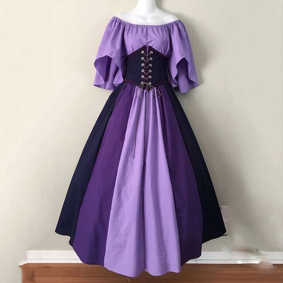 Summer for Women Retro Plus Size Dresses Fashion Splicing Waist Drawstring Design Short Sleeved Female Dress