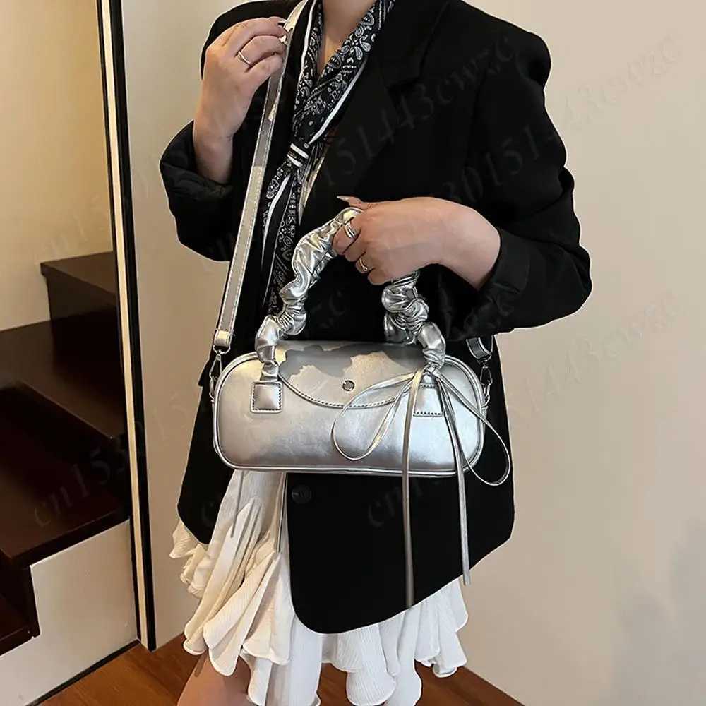 Womens Handbag Classic PU Sahel Bags Bow Bost INS Korea Style Tote Bag Ladies Girls Purse Pleated Shoder Bag 2025 Z250514
