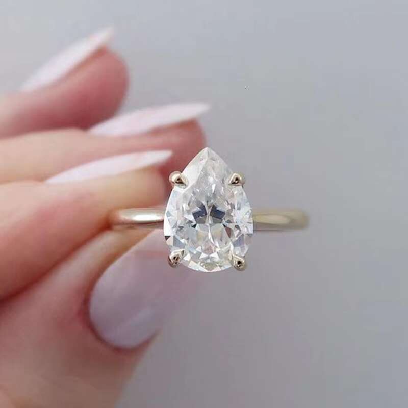 Custom Made Women Engagement Ring Bridal Jewelry Solid 14K Gold Moissanite Ring