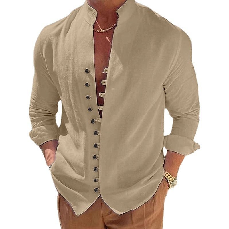 Cotton Linen Men Shirt Brief Breathable Comfy New Mens Casual Blouse Shirt Loose Tops Long Sleeve Tee Shirt Cotton Slim Fit Linen Shirts blouses shirt