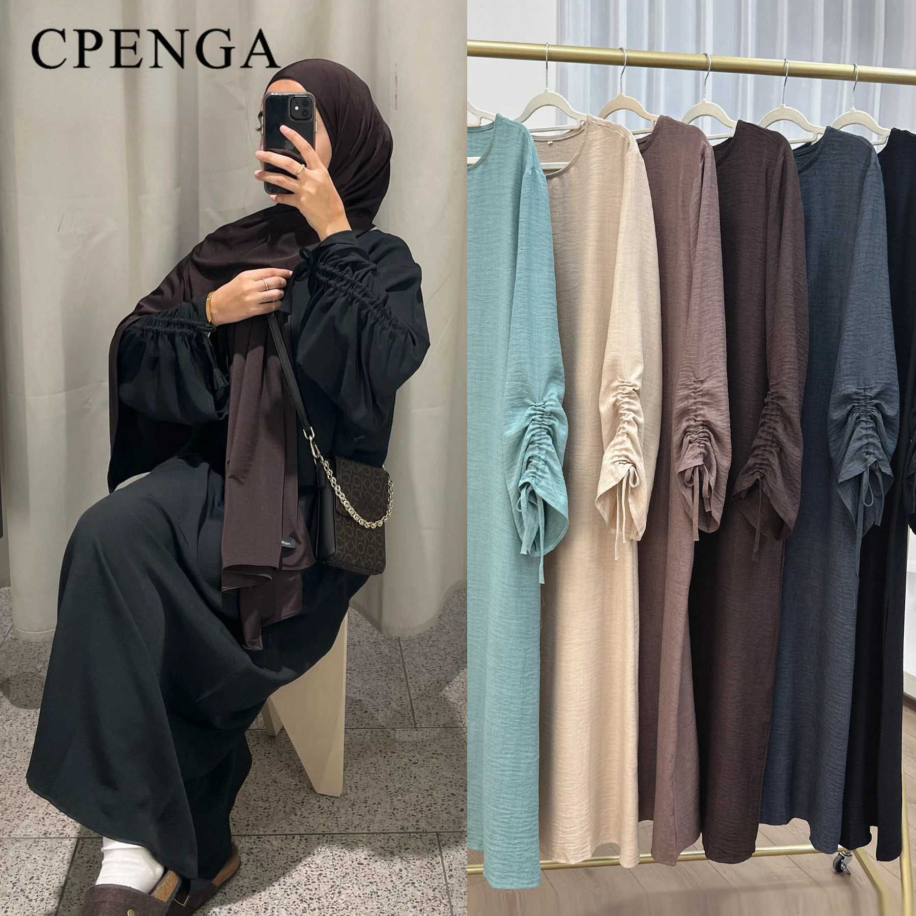 2024 Saudi Arabia Muslim Women Modest Dress Eid Dubai Plain Abaya Islamic Holiday Party Solid Turkey Lace-up Cuffs Long Clothes X250514