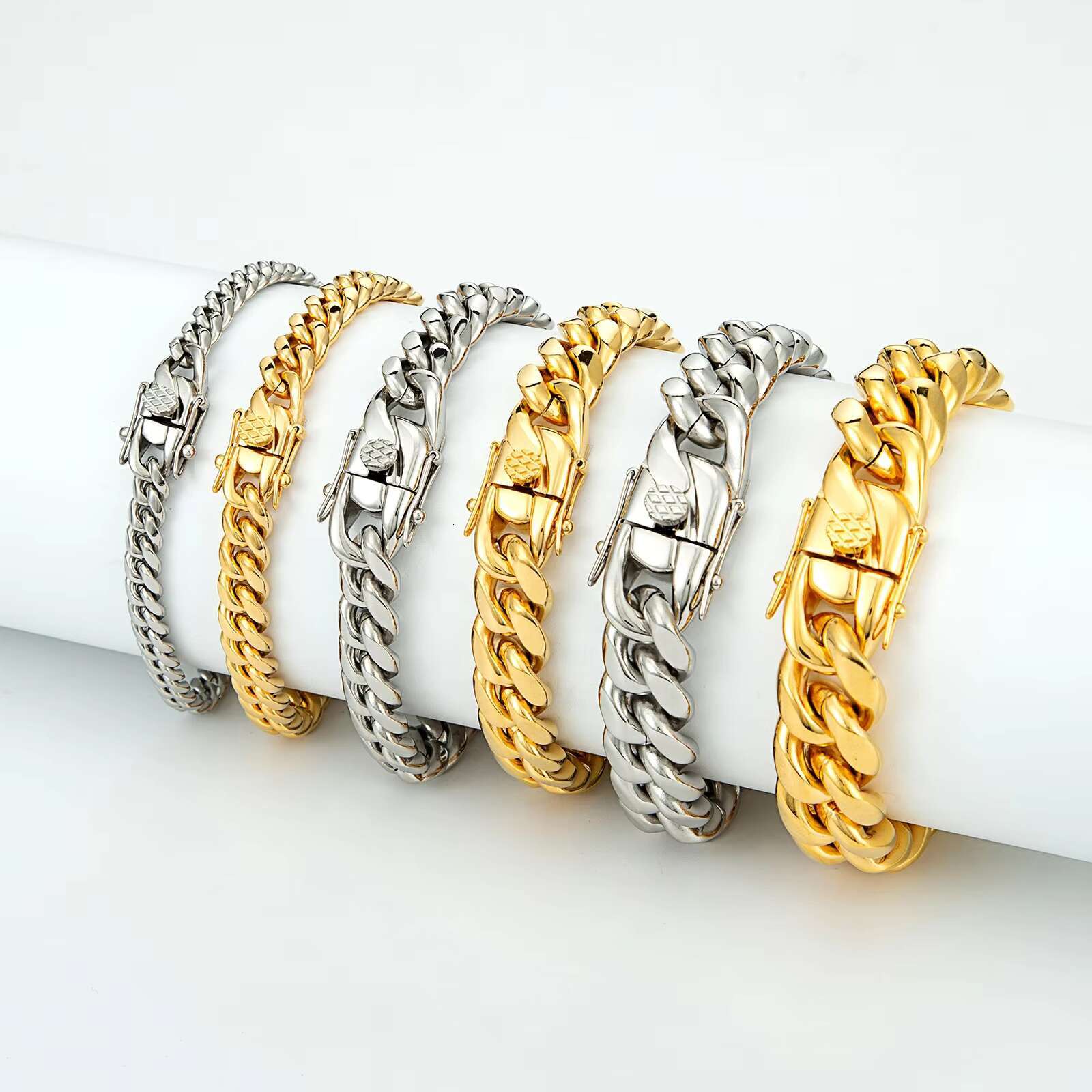 Custom Personal 18k Gold Plated Miami Stainless Steel Gold Cuban Link Chain Hip Hop Jewelry Necklace for Men