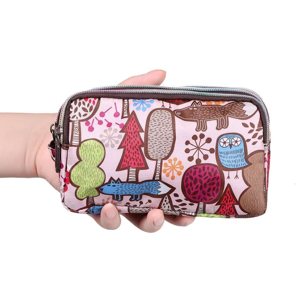 1PC New Fashion Waterproof Female Handbag Practical Larger Capacity Print Canvas Bag Key Coin Purse Three-layer Long Wallet