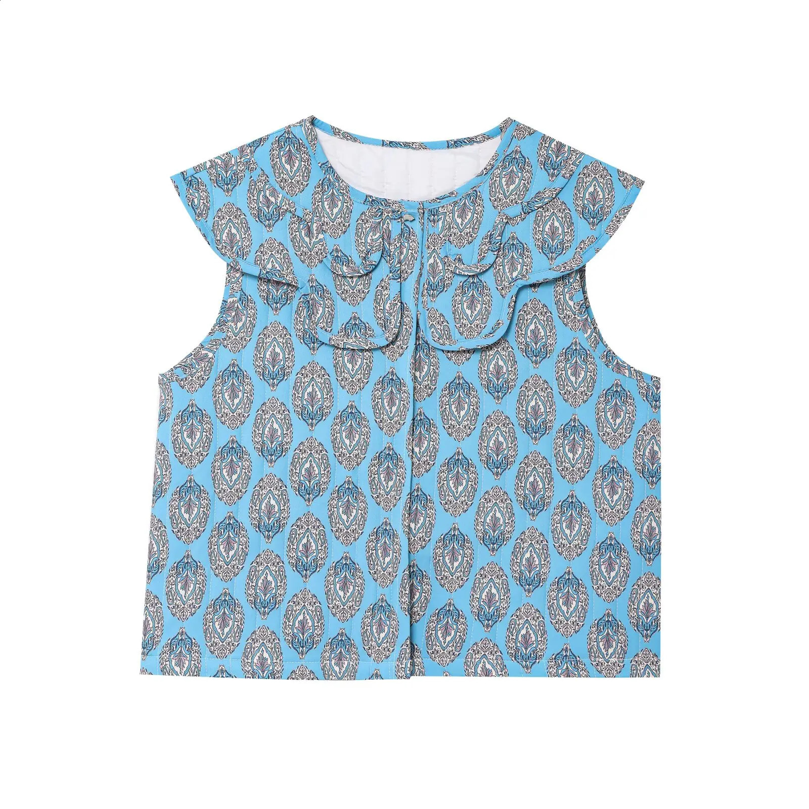 Zevity Women Vintage Sleeveless Totem Paisley Floral Print Quilted Vest Jacket Ladies Cardigan Waistcoat Chic Retro Tops CT9060 250506