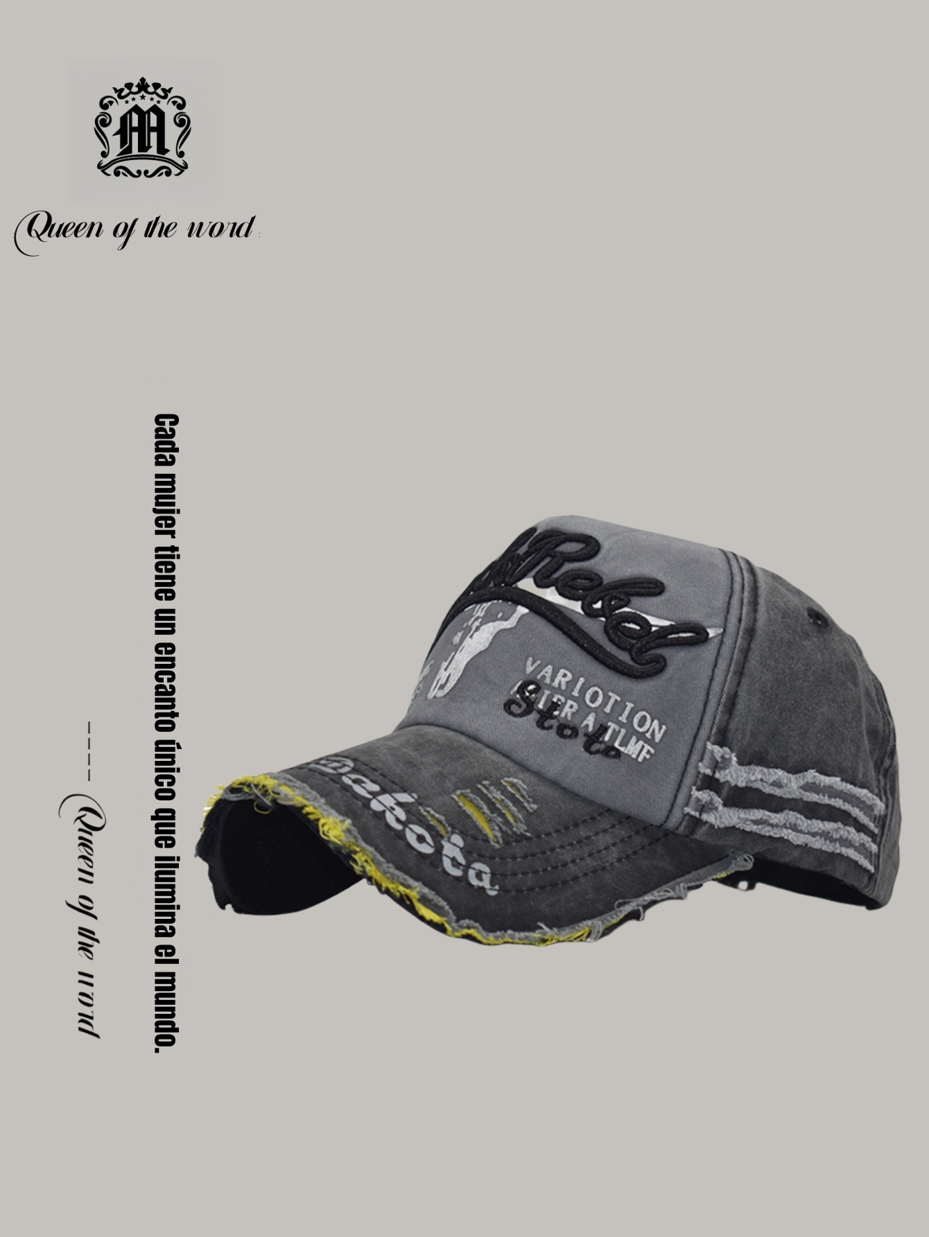 queen of the word 2 High-grade washed and distressed coated baseball cap Bull head embroidered hat sun hat