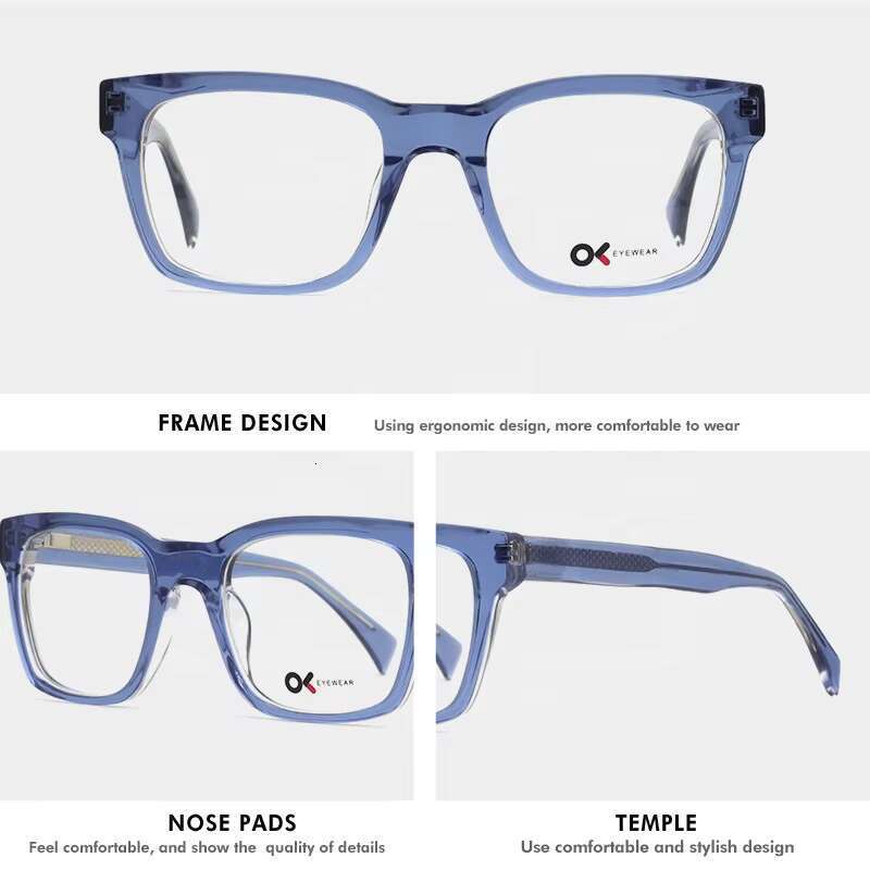 High quality designer logo, trendy square unisex fashion, fashionable acetate fiber optical eyeglass frame