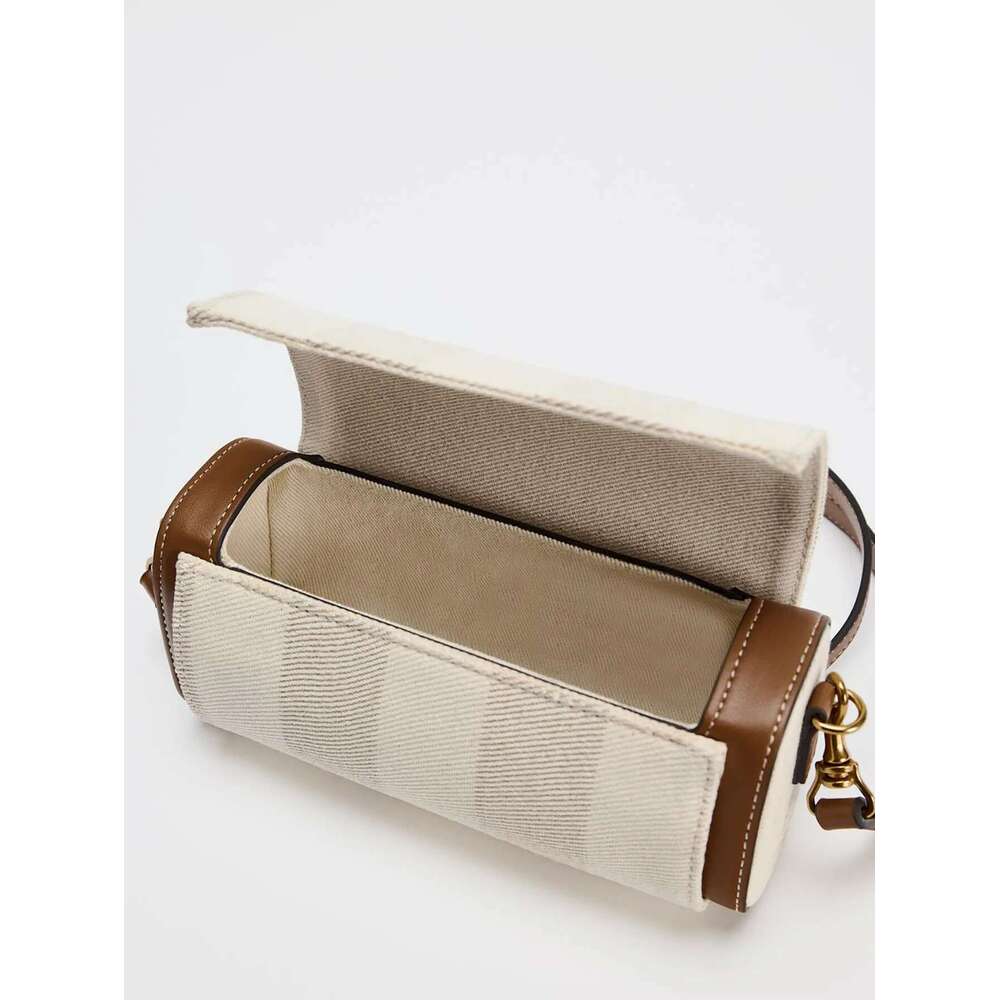 Wide Strap Women's Vintage Crossbody Bag Summer Tote Ladies Handbags One Shoulder Armpit Small Cylinder Bags For Femele