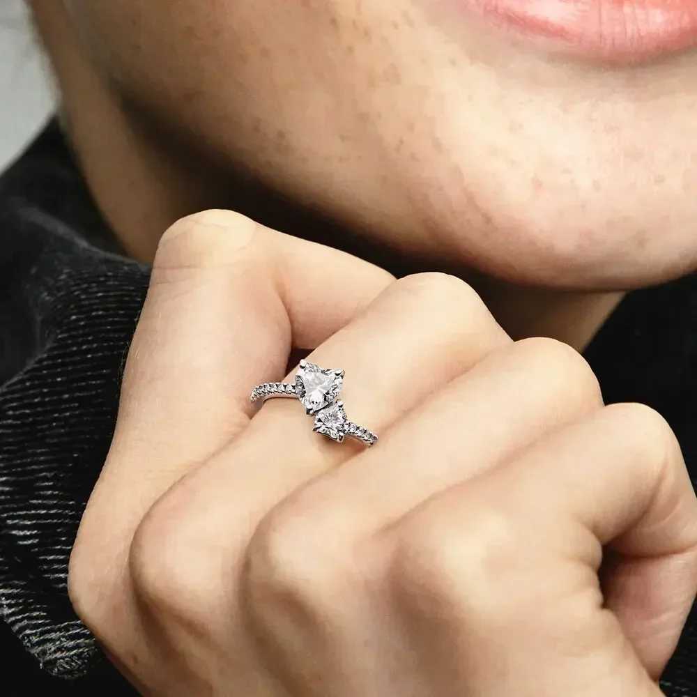 Original 925 Sterling Silver Ring Colorful Heart Crown Bow Moon Shell Crystal For Women Valentines Birtay Gift DIY JewelryXJ250514