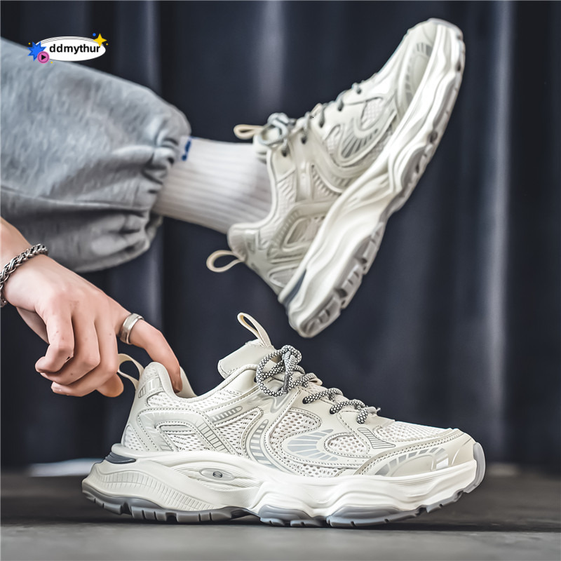 Dad men's autumn trendy brand high-end feeling youth mesh casual versatile thick sole height increasing sports shoes ddmythur