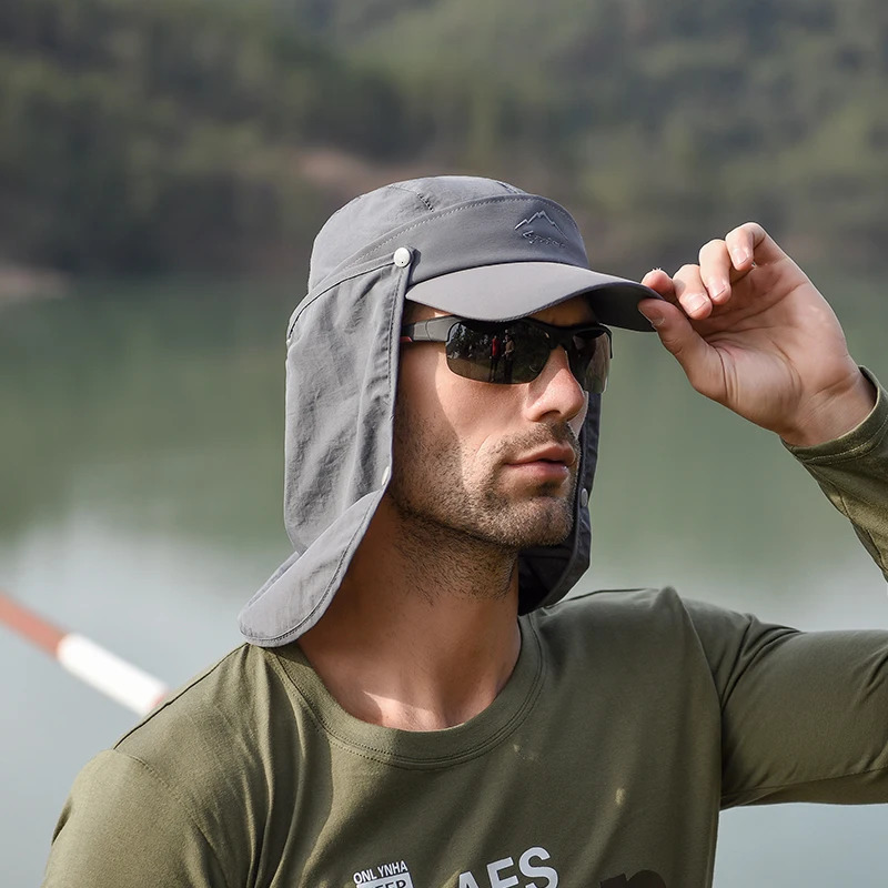 Summer Protective Baseball Hat Men Removable Hat Protect Face Neck Cover Ear Flap Quick Drying UV Protection Hat Undefine Nasi 250514