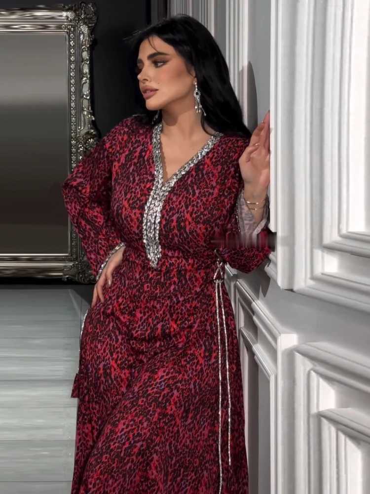 Eid Ramadan Muslim Women Dresses V Neck Abaya Party Long Dress Belt Morocco Kaftan Elegant Vestidos Dubai Turkey Robe Jalabiya X250514