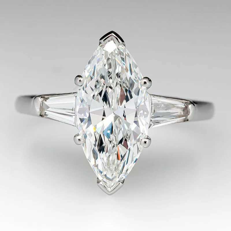 925 Sterling Silver Marquise Cubic Zirconia Rings for Women Temperament Engagement Wedding Accories Fashion JewelryXJ250514