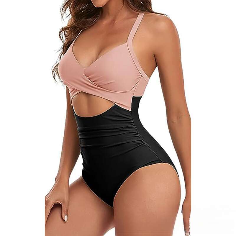 European and American one-piece sexy hollow women's swimsuit backless tight strap bikini 2025 new casual versatile fashion clothing