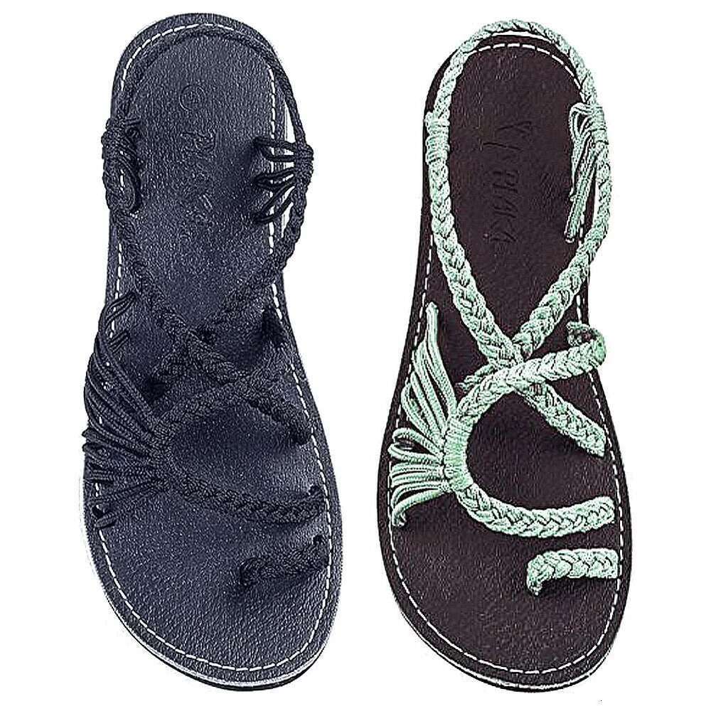 Strappy Braided Comfortable Rope Bohemian Open Toe Dress Sandals Women for Beach Poolside Travel Camping
