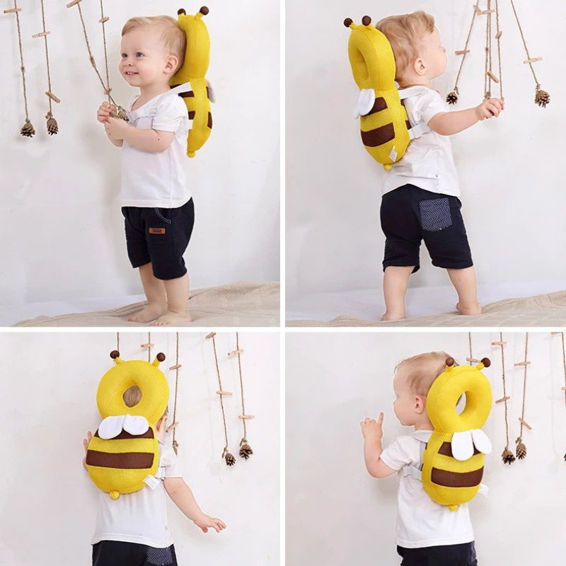 1-3T Toddler Baby Head Protector Safety Pad Cushion Back Prevent Injured Angel Bee Cartoon Security Pillows Protective Headgear 250514