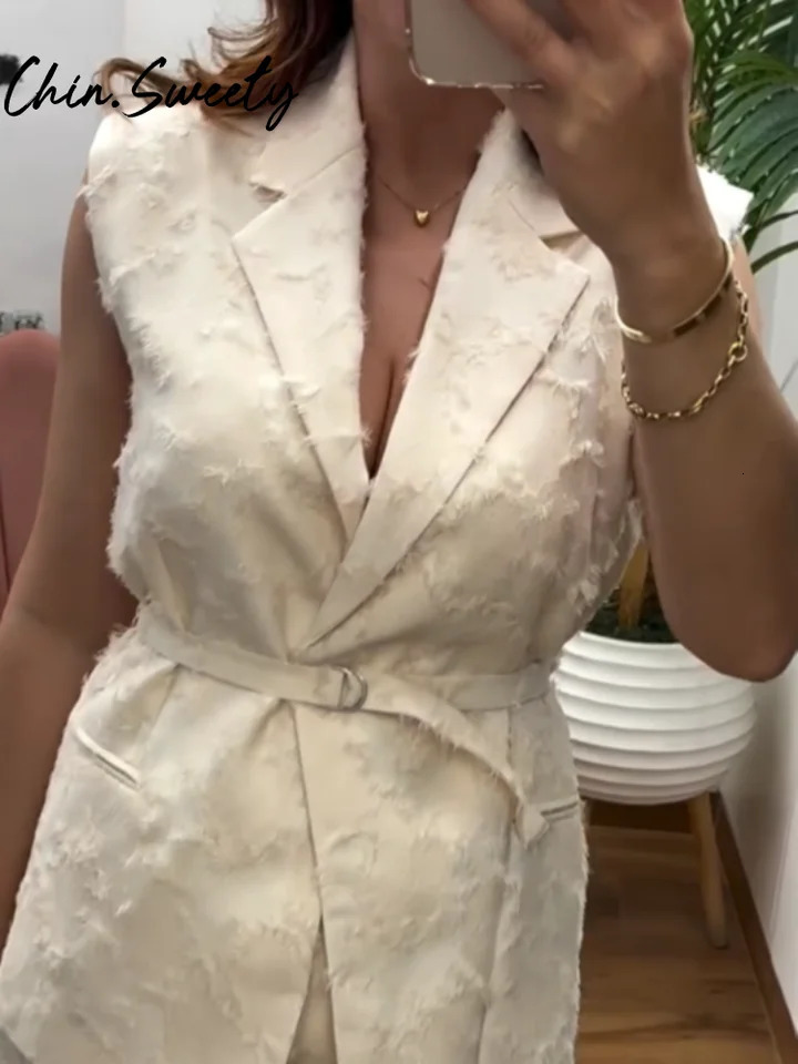Street Tassel Top Vest Skirt Set 3 Pieces Women Elegant Lapel Belt Jacket Slim Tops Pleated Skirts Summer Lady Outfit 250514